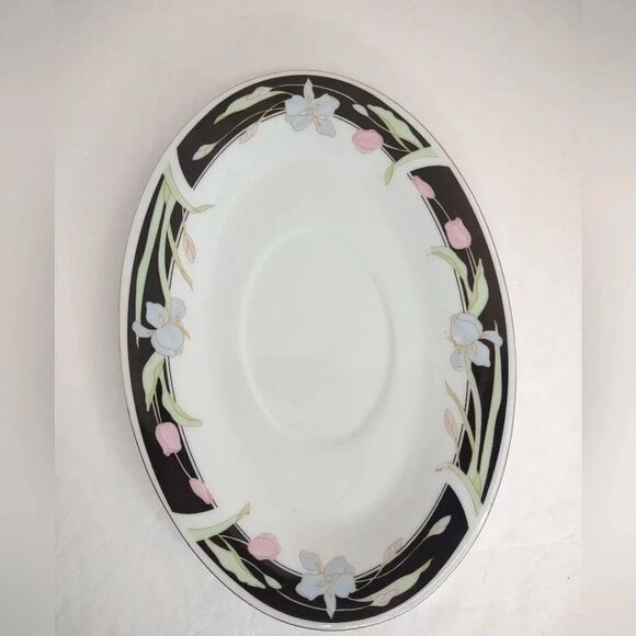 Fairfield Vanessa Gravy Boat with Plate Gold trim Floral Vintage Discontinued - Picture 13 of 16